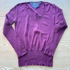 Tommy Hilfiger Womens Jumper Large Purple Long Sleeve V Neck Fashion Ladies Logo