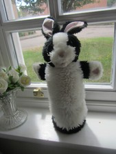 Puppet Co Black & White Bunny Rabbit  Hand Puppet Full Sleeve  Plush Toy