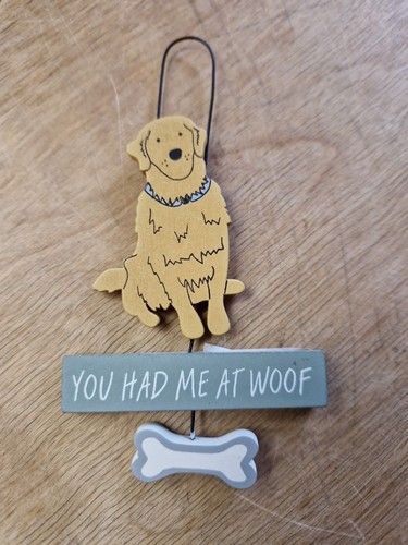 Golden retriever sign hanging - retriever,
