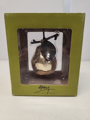 Golden pear ornament - pear, 4"