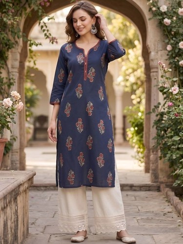 Indian women blue cotton - indian,