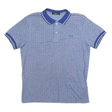 HUGO BOSS Boys Blue Short Sleeve Printed Polo Shirt L Cotton Blend
