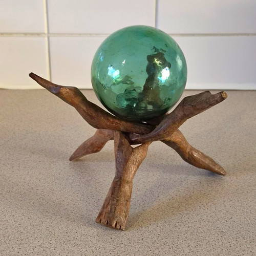 Antique green glass fishing