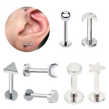 Flat Back Tragus Cartilage New Plain Screw In Heart Star Moon Earring Bar Stud