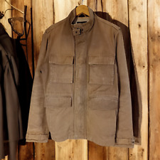 Mulberry mens jacket waxed cotton size  L 42 green leather trim lined vintage UK