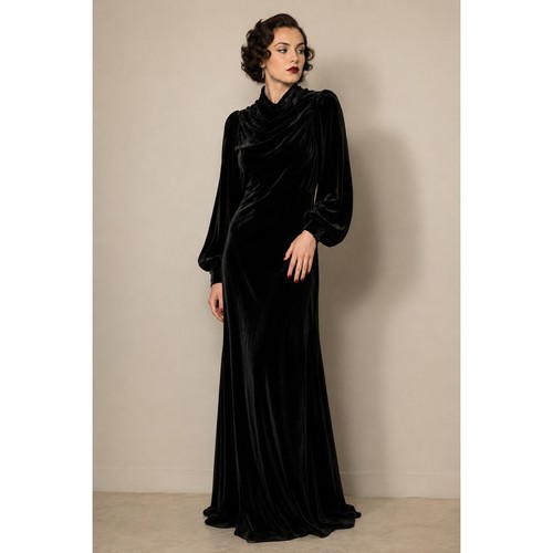 1930s black velvet art deco - 1930s,