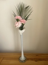 Tall White Glass Trumpet