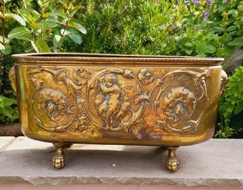 Large vintage brass planter - large,