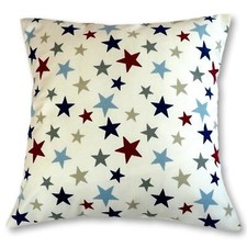 Handmade Cushion Cover in Marson Funky Stars Red White Blue fabric 17"/43cm sq