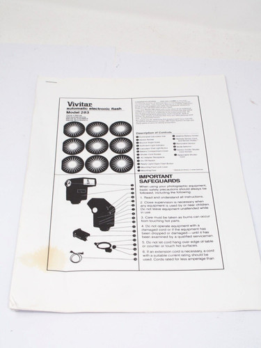 Vivitar 283 flash instruction - flash,