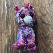 TY Pink Sequin Sparkle Unicorn Plush Soft Toy Beanie Baby flippable 6”