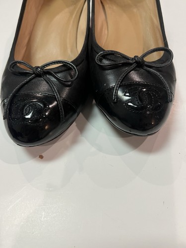 Chanel black leather ballerina - black,