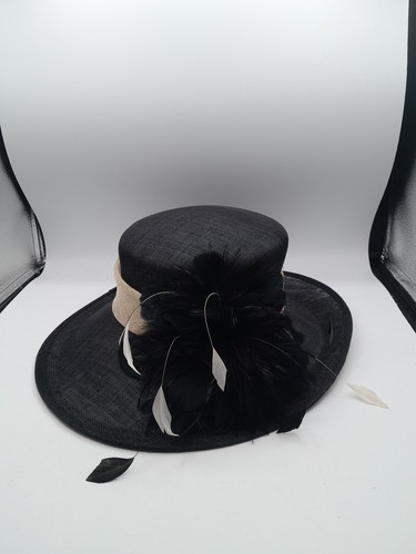 Elegant black sinamay wide - black,