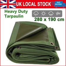 1.9*2.8M Heavy Duty Tarpaulin Waterproof Sheet Thick Army Tarp Ground Canvas UK