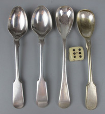Silver plated Salt Spoons for Cellars x 4. Vintage antique. Small - 4.75" 12 cm.