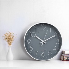 30cm Round Wall Clock Bedroom Kitchen Clocks Quartz Sweep Movement Home Decor UK