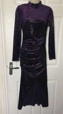 ZARA Size XS 6-8 Purple Shimmery Velvet Exposed Back Special Occasion Midi Dress