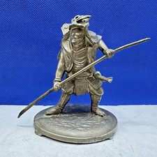 Samurai & Naginata Figurine Ornament 4” 10cm Statue Vintage Cast Alloy Metal