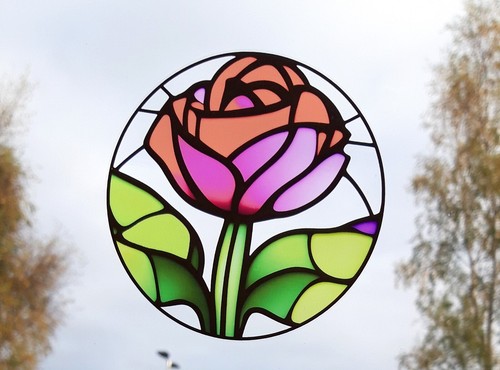 Decorative rose stained glass - decorative,
