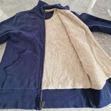 Eddie Bauer Sherpa Jacket Fleece Zip Flannel Lined Worker Blue Shacket Tag L