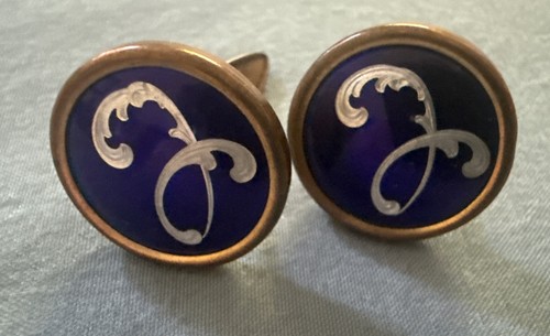 Vintage enamel brass cufflinks - vintage,