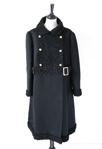 Black wool astrakhan - wool, winter