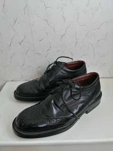 Mens black brogues - leather, uk