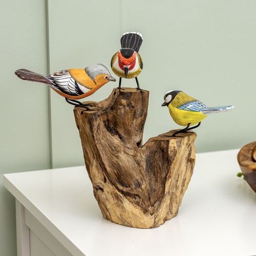 Hand carved birds on - 3,