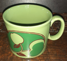 MCM 1970's Green Apple Graphics Staffordshire England Ironstone Coffee Tea Mug