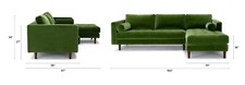 Scott 4 Seater Chaise Corner Sofa Left Hand Grass Green Velvet Sofa. 1-year old