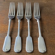 4 Antique Needham Veal & Tyzack Silver Plated Fiddle Pattern Dinner Table Forks