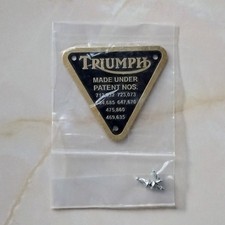 Triumph Twins 500 650 750 BRASS Timing Cover Patent Plate c/w 3 Rivets E4016