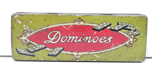Antique dominoes tin peek - "dominoes",