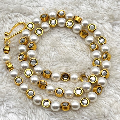 Mma necklace faux pearl gold - pearl,