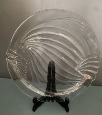 French Vintage Glass Fish-Shaped Serving Plate Platter Kitchenware Dining Home