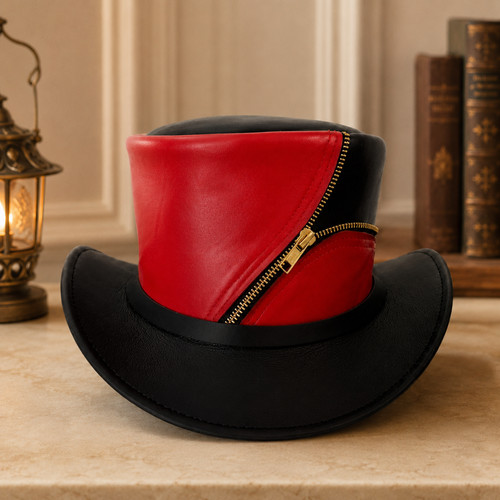 Handmade black red leather top - handmade,