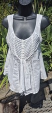 Zara Woman White Cotton Sleeveless Blouse S~ fit UK10 🤍Vintage Liberty Bodice 