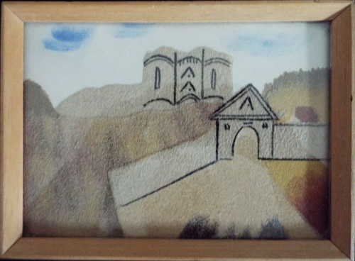 Vintage framed sand picture - sand,