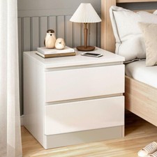 White Bedside Table 2 Drawers