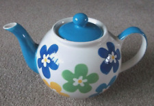 Whittard of Chelsea 2 Pint Handpainted Teapot Blue/Green/Yellow Daisy Design VGC
