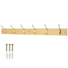 Coat Rack Wall Mounted - 4 or 6 Hooks - Pine Rack for Hallway or Bedroom