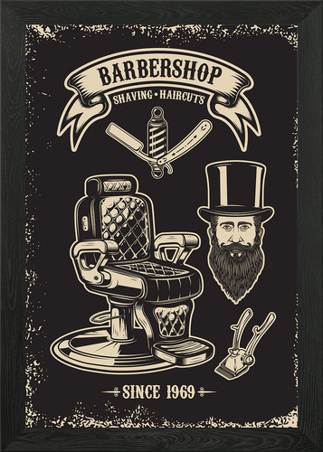 Barber shop poster - framed, wall