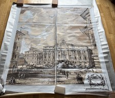 Designer Wallpaper James Seeman New York fountains of Rome 1970s mural Rare!