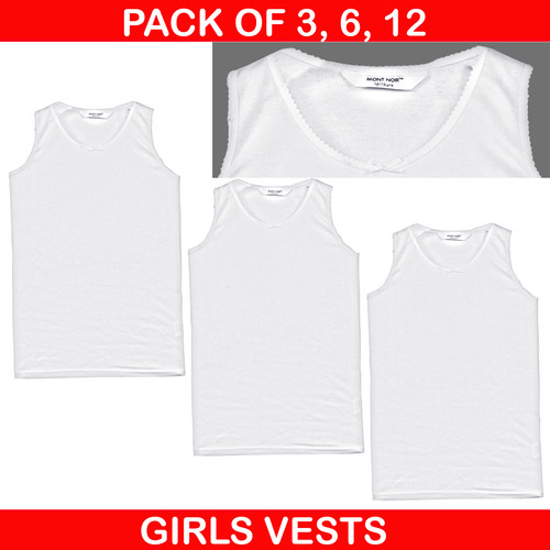 Girls white vests - white, bow