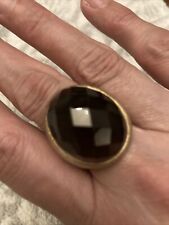 Lola Rose checkerboard Cut smokey quartz ring. Stamped 925