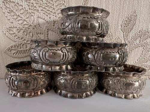 Set silver tone ornate - set, 6