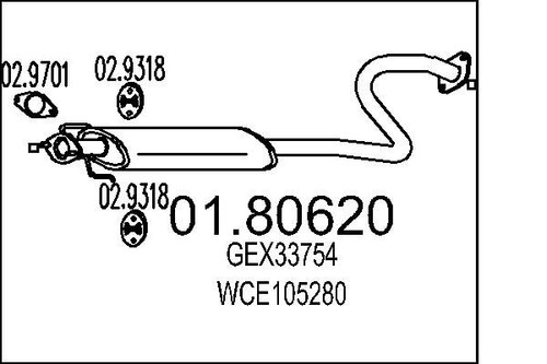 Mts 80620 centre muffler - centre,