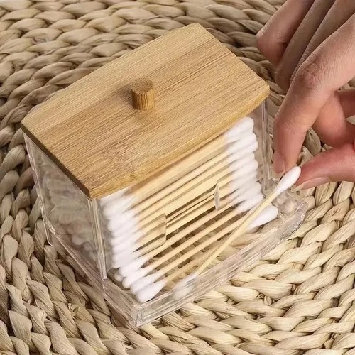 Cotton bud storage box bamboo - box,