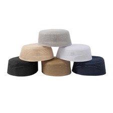 Knitted Solid Color Turban Hat Men Breathable Mesh Islamic Kufi Round Skull Hat