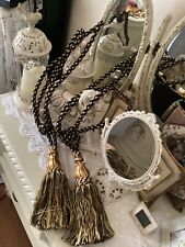 ☘️VINTAGE LARGE  BLACK AND GOLD WOODEN RESINS TIE BACKS ☘️